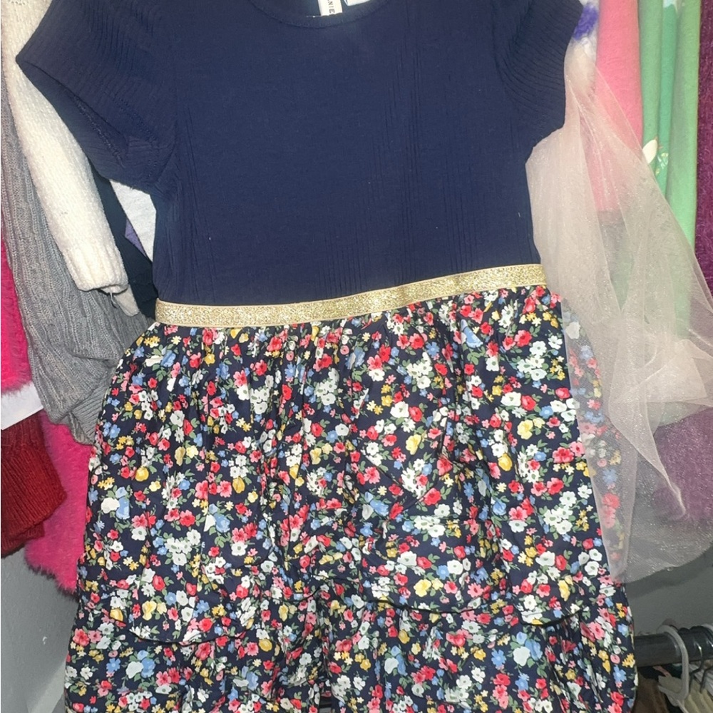 Ditsy Floral Ribbed Tiered Dress